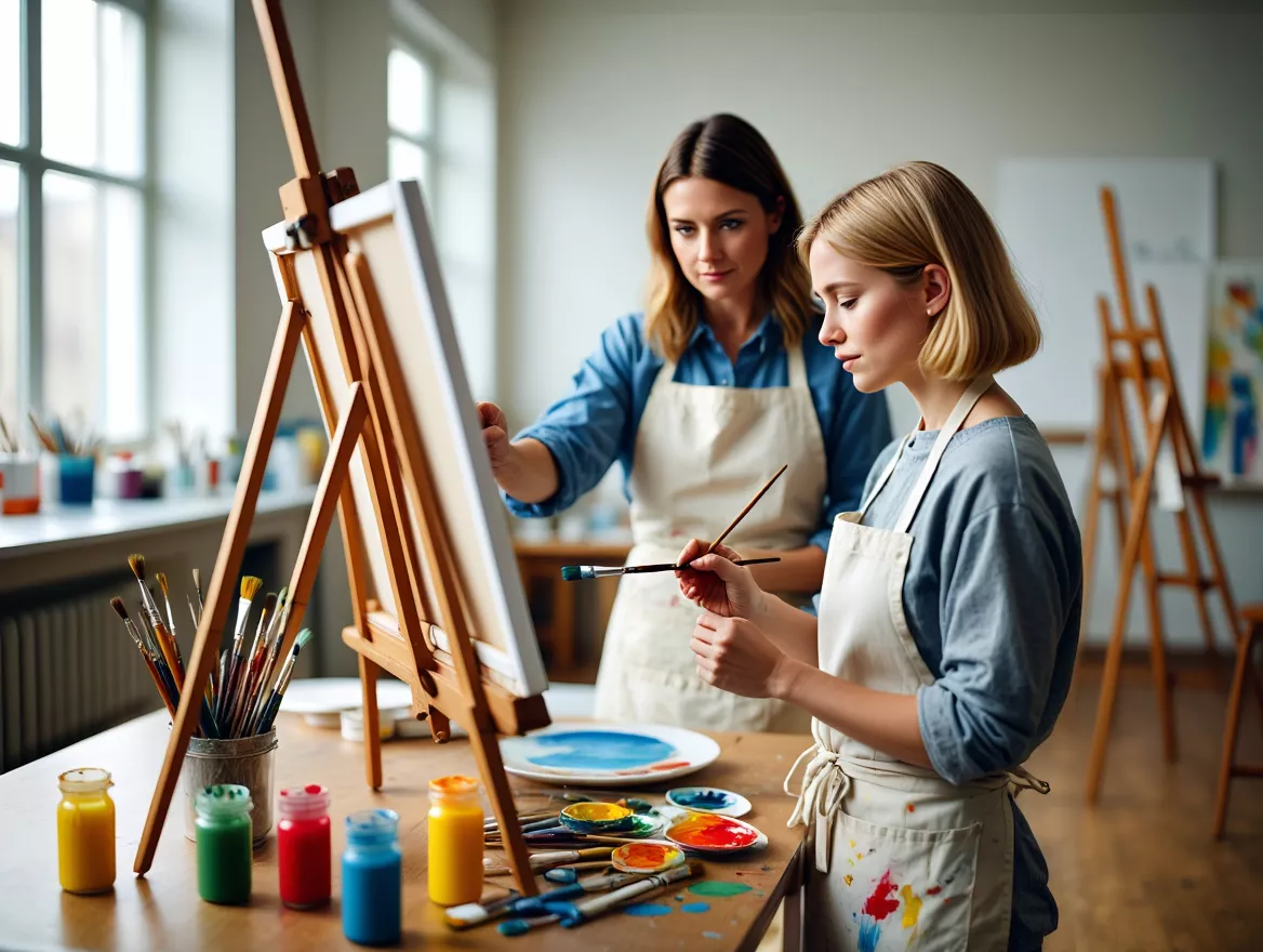 One-on-one art instruction session